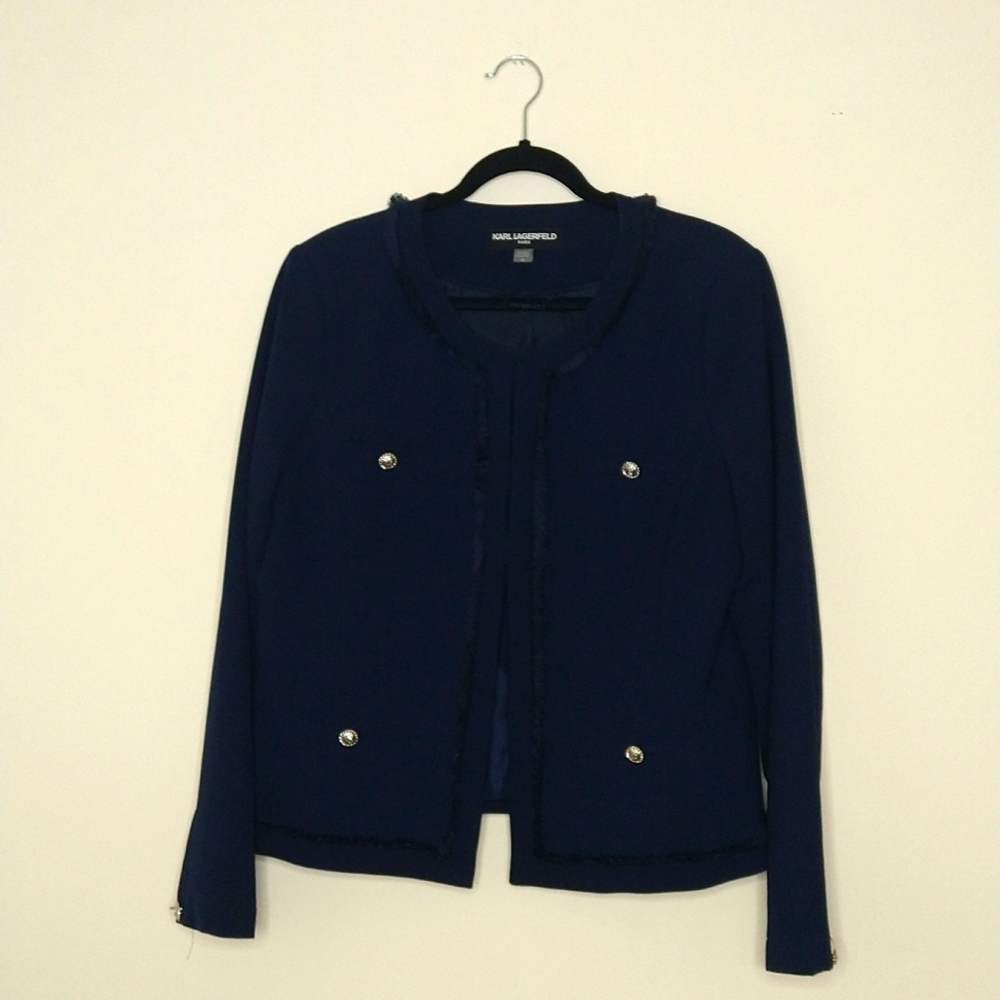 KARL LAGERFELD Navy Blue Blazer Plus Size 16